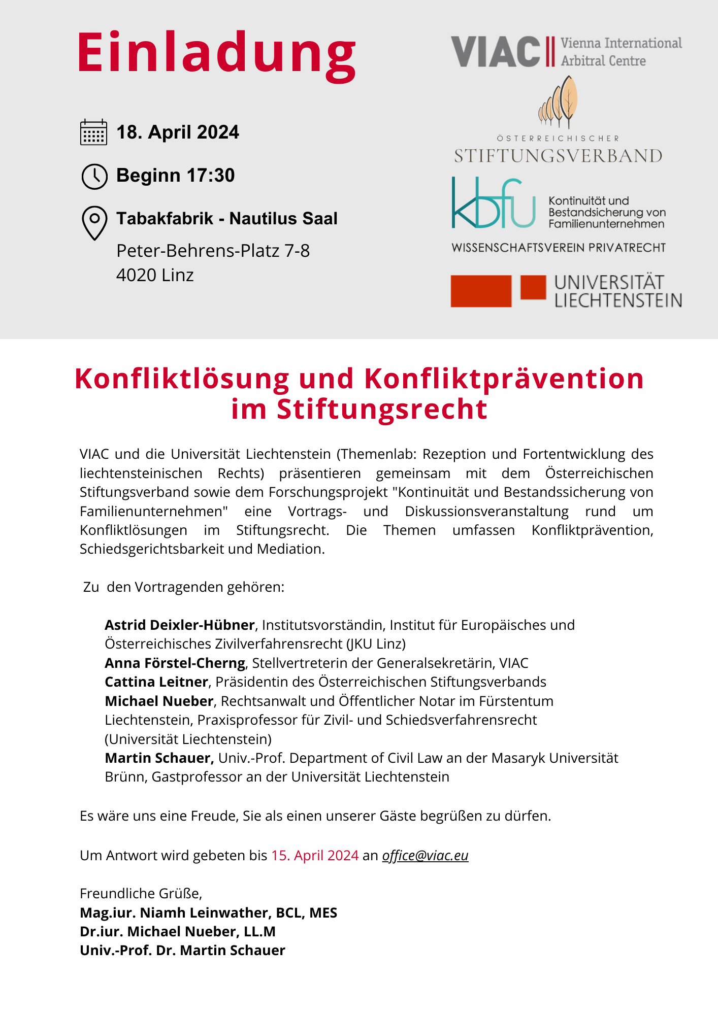 Vortragsreihe Stiftungsrecht Linz 20240418